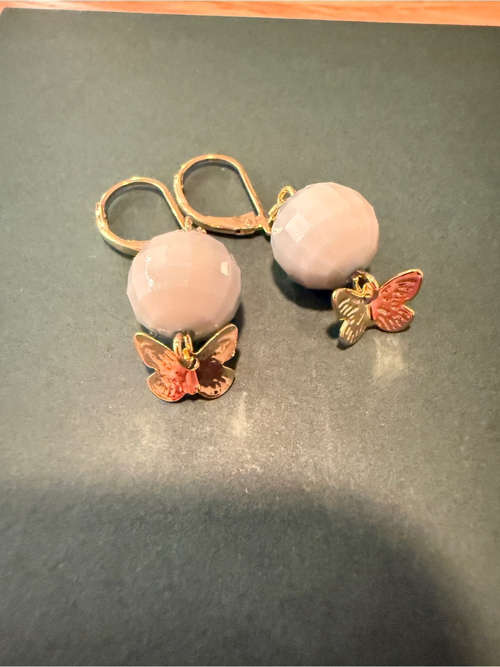 NEW 18K Gold Filled Butterfly Bead Earrings